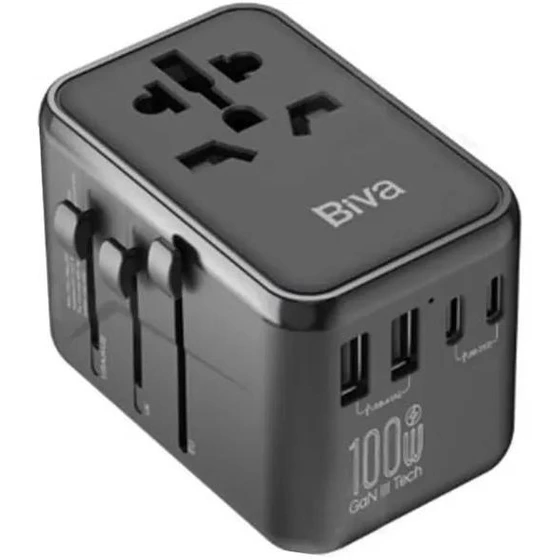 شارژر دیواری و مبدل برق بیوا Biva PS-08 GaN Universal Travel Adapter توان 20 وات